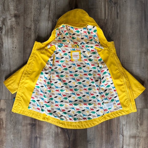 Classic Yellow Rain Slicker, Cat & Jack Waterproof Dinosaur Print Rain Jacket - Picture 3 of 6